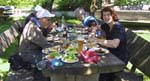03-Laurie enjoys lunch with the family in German Beer Garden